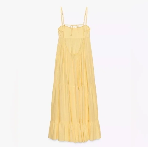 ZARA OPEN BACK MAXI DRESS YELLOW SIZE XL - Picture 9 of 11